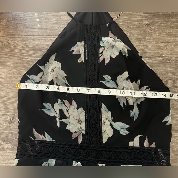 DB STUDIO Printed Chiffon Halter A-Line with Illusion Detail - Picture 8 of 8